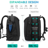 Expandable Travel Backpack 36L–50L – Carry On Laptop Backpack with USB Charging Port for Business Trips & 5-7 Day Travel