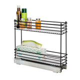 Household Essentials Glidez 2-Tier Pull-Out Cabinet Organizer – Slim Slide-Out Steel Storage with Protective Liners