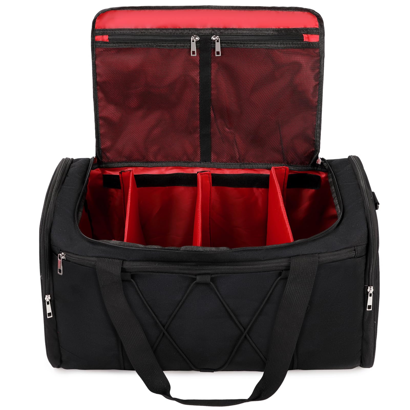 Sneaker Travel Bag for 4 Pairs – Waterproof Shoe Duffle with Adjustable Dividers & Shoulder Strap (Black)