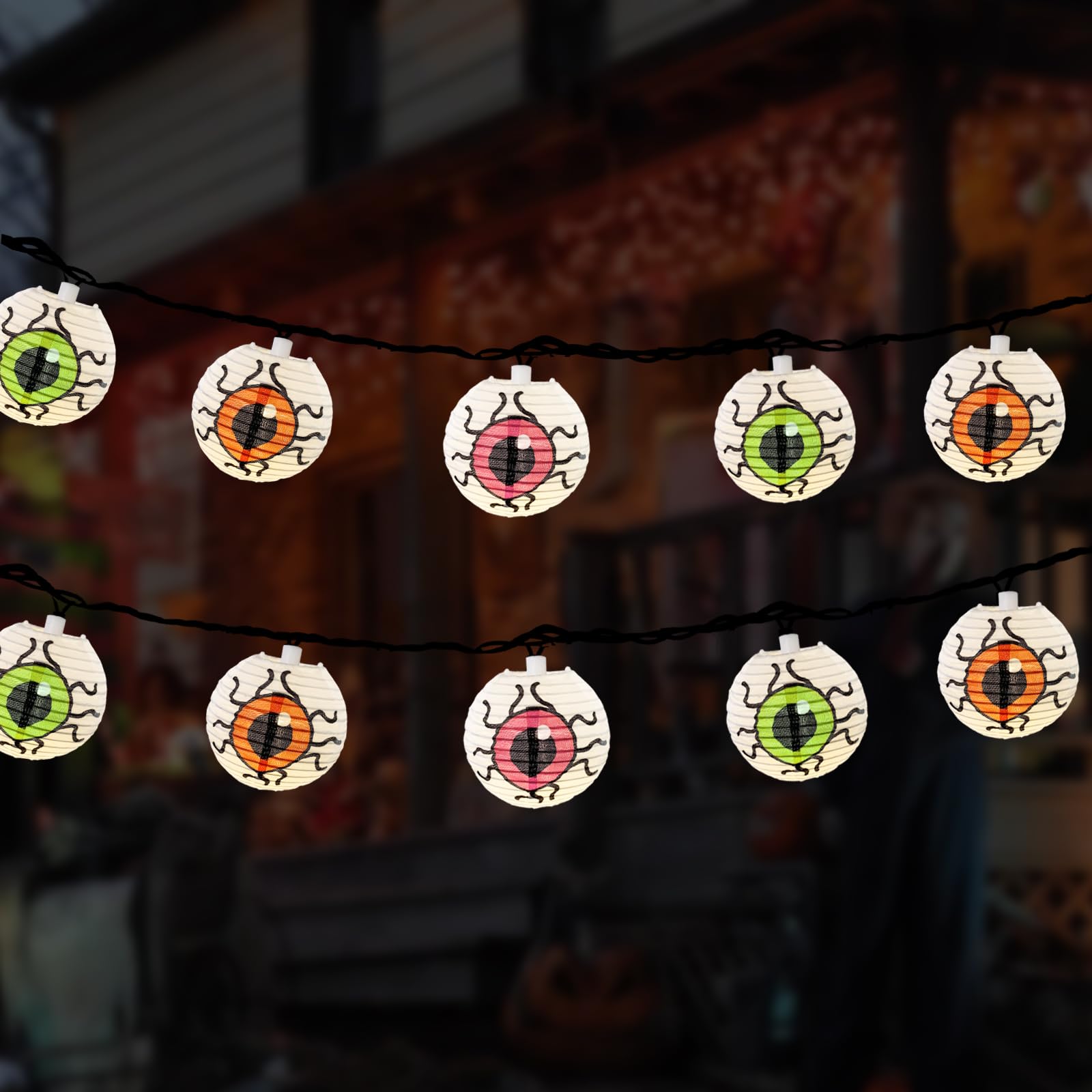 Halloween Eyeball String Lights – Multicolored Lantern Design (Indoor & Outdoor, Waterproof)