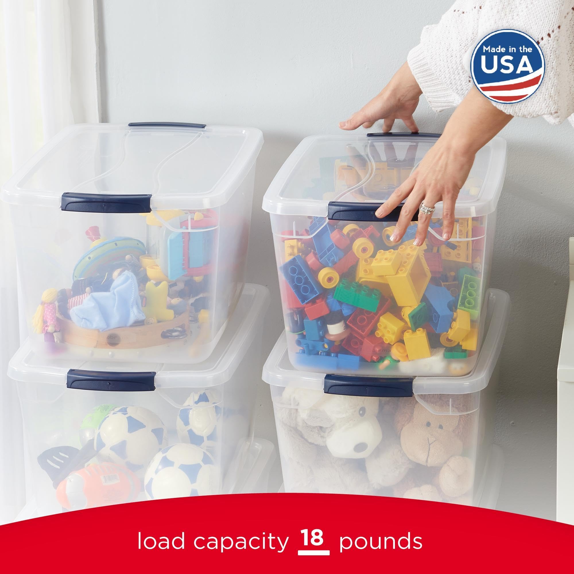 Rubbermaid CleverStore Clear 32 Qt Stackable Plastic Storage Bins with Lids – 6 Pack
