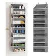 SpaceAid Over-the-Door Hanging Organizer with Clear Pockets – 5-Tier Storage System with Mesh Side Pockets (Gray)