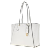 Michael Kors Taryn Large Leather Tote Bag – Multi-Functional Top Zip Carryall with Gold-Tone Hardware (Optic White)