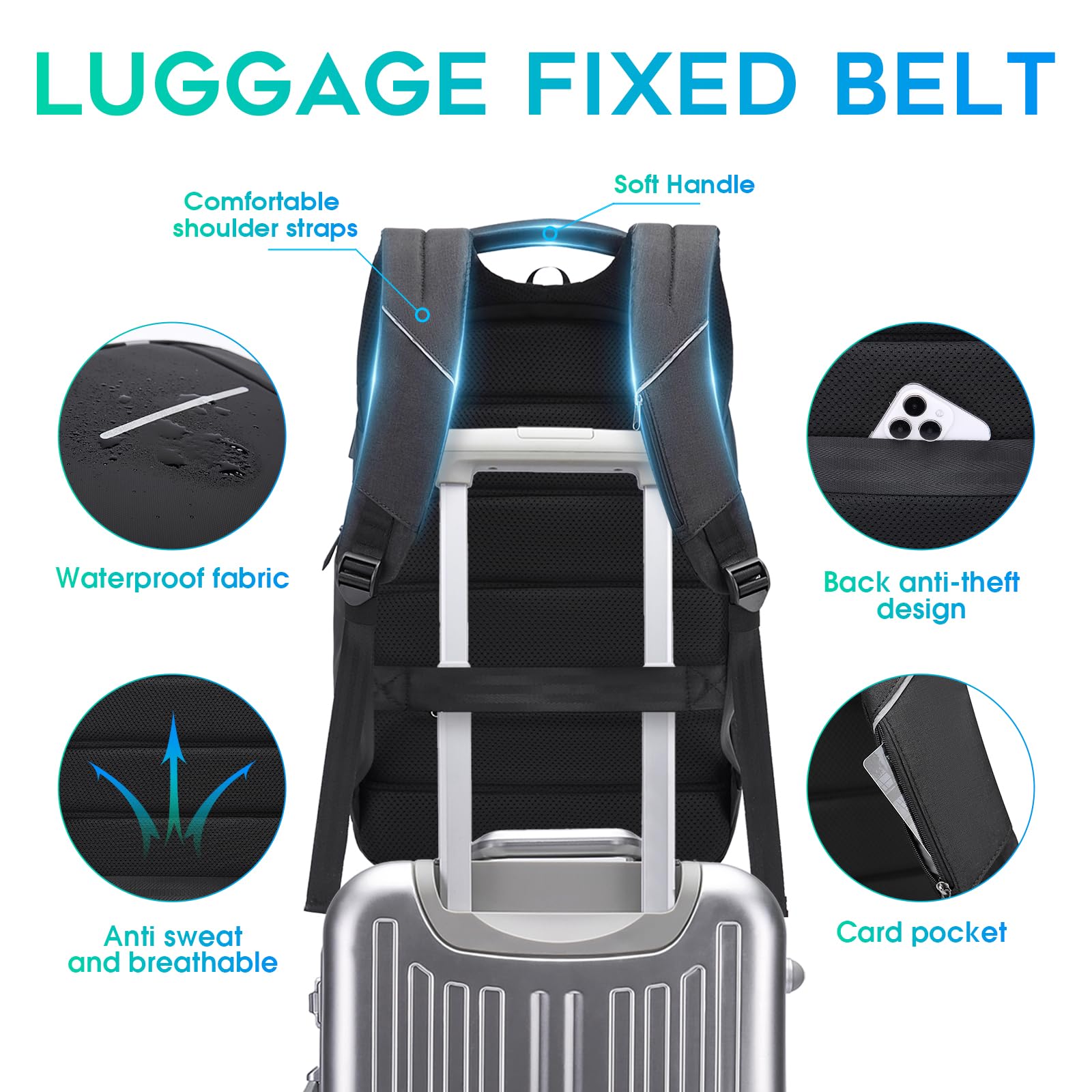 BANGE Slim Anti-Theft Laptop Backpack – Lightweight Business Travel Backpack with TSA Lock, Fits 15.6” Notebooks (Black)