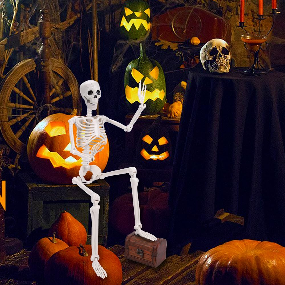 3ft Full Body Halloween Skeleton Decoration – Posable Joints, Realistic Design & Durable Plastic Build