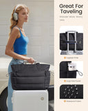 LOVEVOOK Puffer Tote Bag for Women – Ultralight Quilted Work & Travel Tote with Giant Tumbler Holder, Zipper & Laptop Compartment (Black)
