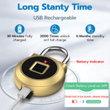 Bluetooth Fingerprint Smart Padlock, USB Rechargeable Biometric Security Lock for Gym Locker, Bags, Cabinets & Travel