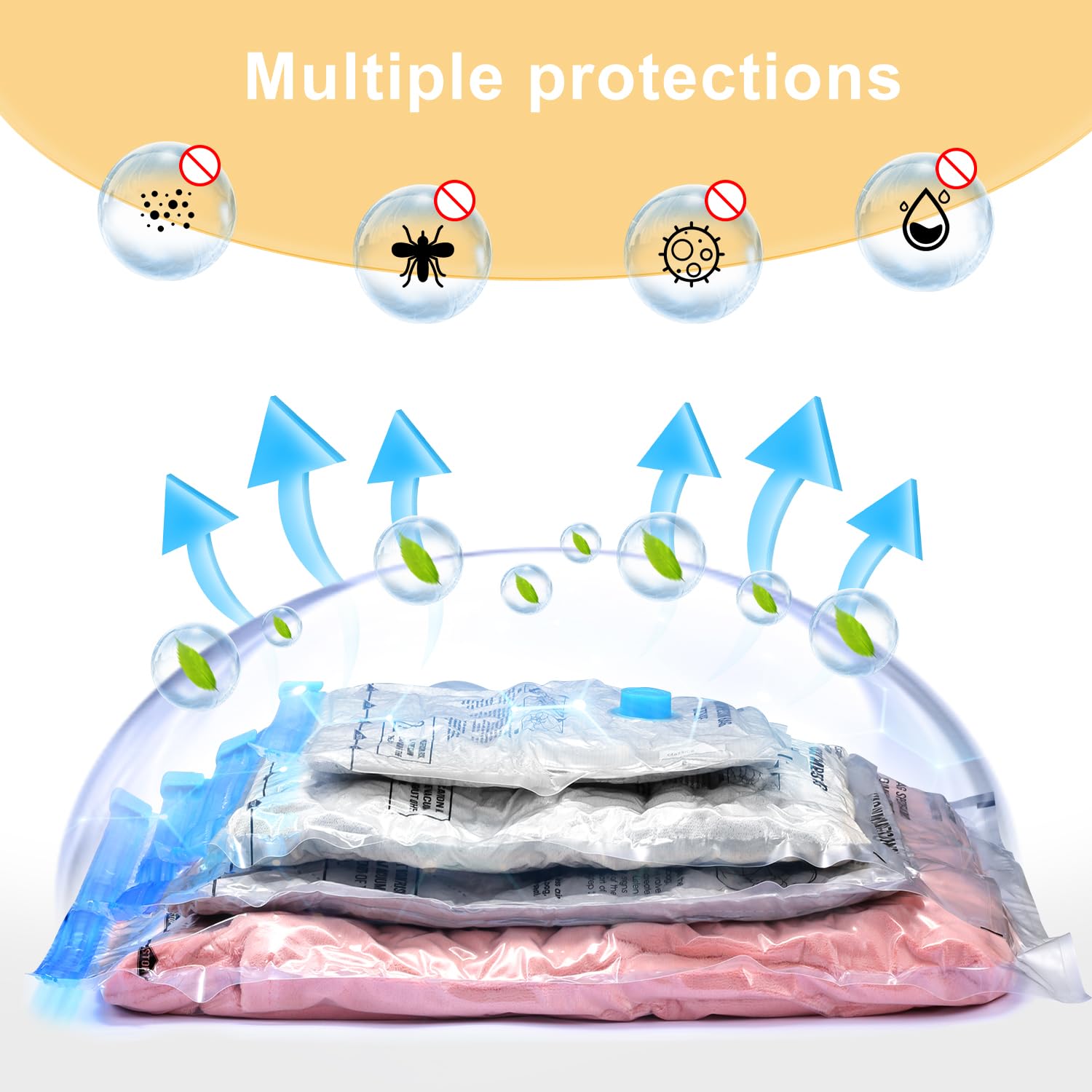 Travel Vacuum Storage Bags Set with Portable Electric Pump – Space Saving Compression Bags for Luggage & Closet Organization