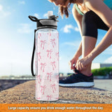 32 oz Clear Bow Tritan Water Bottle with Straw and Carry Strap
