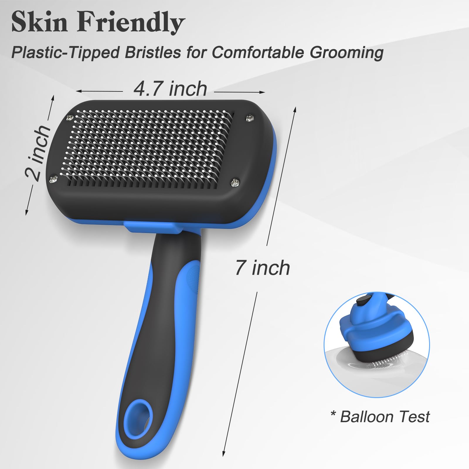 Swihauk Self-Cleaning Slicker Brush for Dogs & Cats – Gentle Deshedding Grooming Tool (Blue)