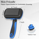 Swihauk Self-Cleaning Slicker Brush for Dogs & Cats – Gentle Deshedding Grooming Tool (Blue)