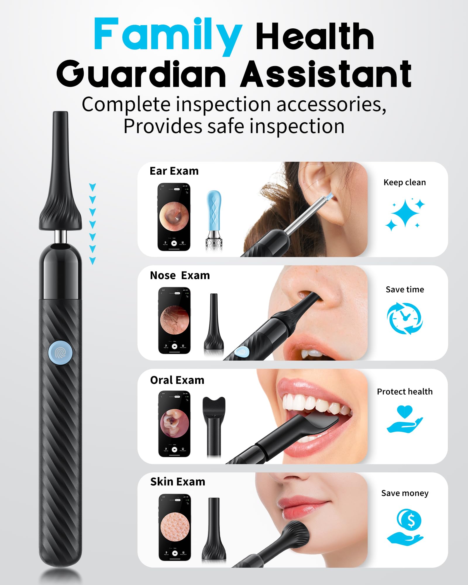 Loyker X6 Ear Wax Removal Tool with 1080P HD Camera, 360° View Otoscope, 6 LED Lights, and Rechargeable Waterproof Ear Cleaner