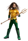 Kids Aquaman Costume – DC Comics Licensed Superhero Outfit with Padded Jumpsuit & Belt (Size Large 12–14)