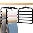 Space-Saving Velvet Pants Hangers (3-Pack) – 5-Tier Non-Slip Closet Organizer for Jeans, Pants, Scarves & Ties (Black)