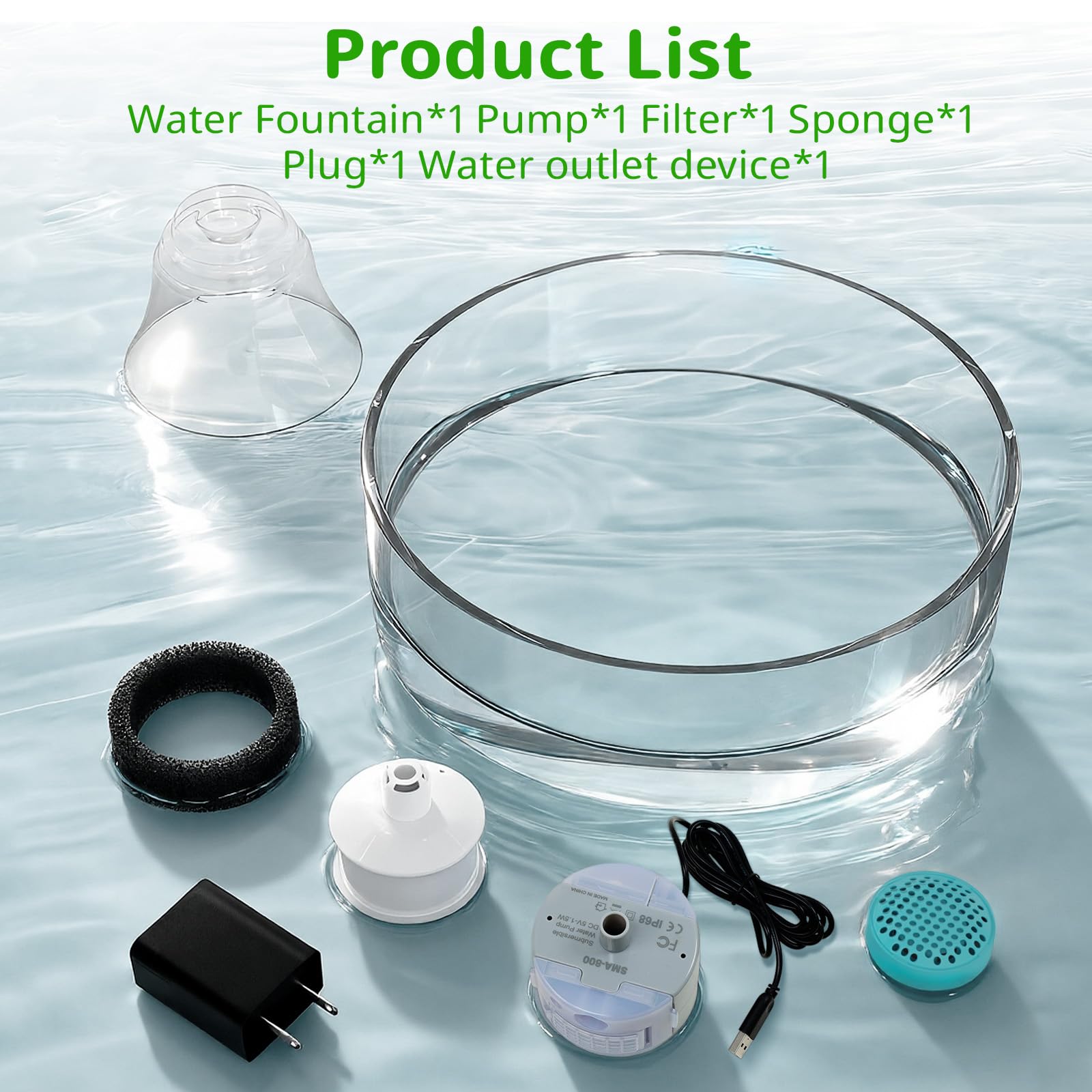 Premium Glass Cat Water Fountain 2.7L (90oz) – Ultra-Quiet Automatic Pet Hydration System (White)