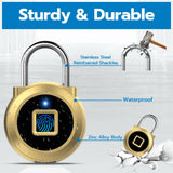 Bluetooth Fingerprint Smart Padlock, USB Rechargeable Biometric Security Lock for Gym Locker, Bags, Cabinets & Travel