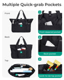 BAGSMART Foldable Tote Bag for Women – Large Lightweight Shoulder & Travel Handbag with Zipper (Black)