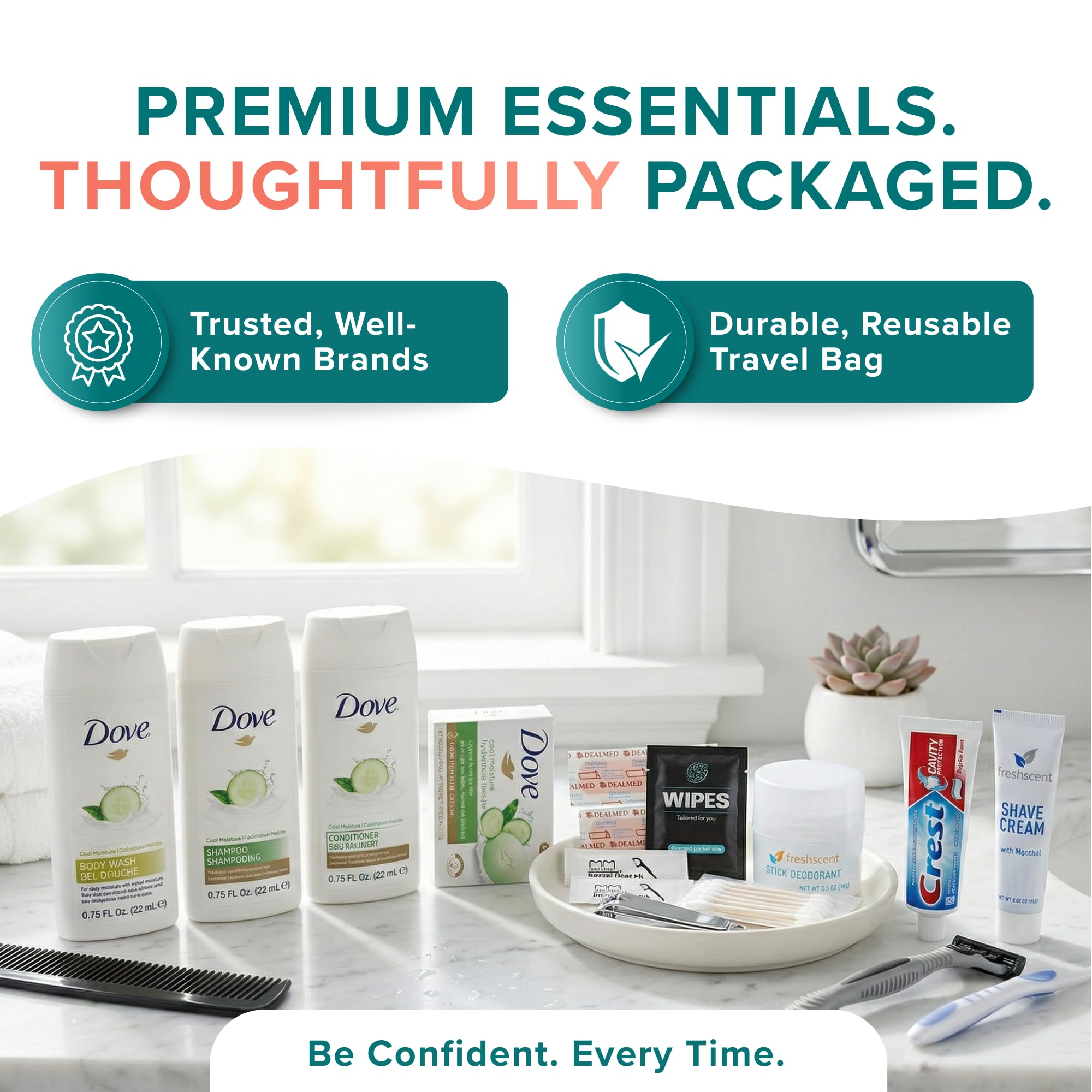 20-Piece Travel Hygiene Kit – TSA Approved Toiletry Essentials Set with Toothbrush, Razor, Shampoo & Personal Care Items
