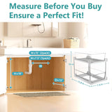 AIYULONG White 2-Tier Pull-Out Bathroom Organizer Set – Slide-Out Drawers with Anti-Sway Tracks for Under Sink & Countertop (2 Pack)