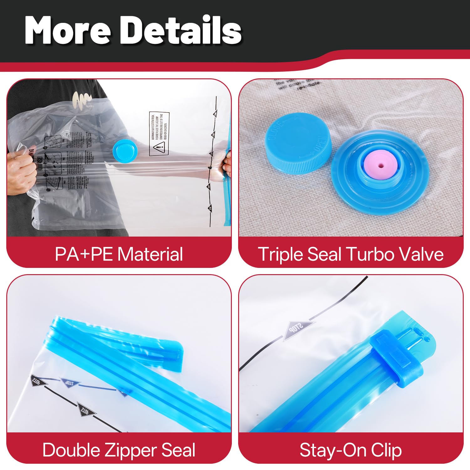 Vacuum Storage Bags with Electric Pump – Space Saving Compression Bags for Travel & Home Organization
