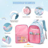 Rainbow Butterfly Backpack for Girls with Lunch Bag & Pencil Case Set, Kids School Backpack for Kindergarten, Elementary & Middle School Students