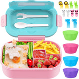 Blue 44 oz Kids Bento Box with Utensils and Food Picks