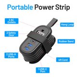Mini Travel Power Strip with USB-C – Compact Extension Cord with 2 AC Outlets & USB Charging Ports for Travel