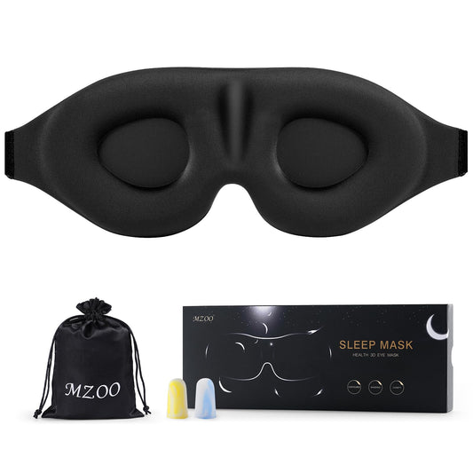 3D Contoured Sleep Mask for Travel – 100% Light Blocking Eye Mask for Side Sleepers with Memory Foam & Adjustable Strap