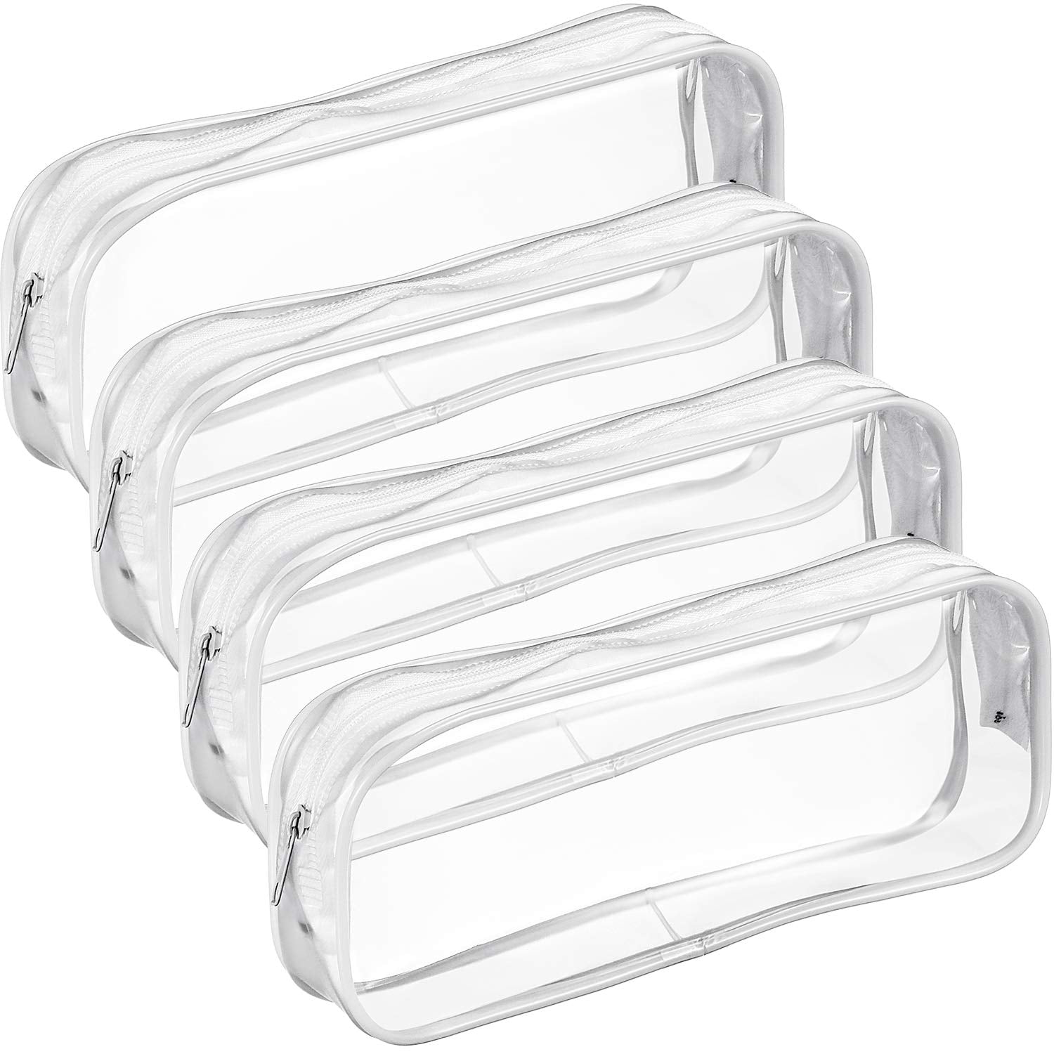 4-Pack Clear Black PVC Zipper Organizer Pouches