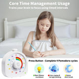 Rainbow Visual Timer with Magnetic Stand, Silent Rechargeable Countdown & Pomodoro Mode (60 Min / 12H) for Kids, Classroom & Focus Training – White