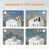 TESSAN 5-in-1 Universal Travel Adapter with Dual USB-C & 4 USB Ports, Worldwide International Plug Charger 2500W for Europe UK USA Australia – Grey 20W
