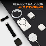 6-in-1 Tech Gift Set with Smartwatch, Magnetic Power Bank & TWS Earbuds – Wireless Charging Gadget Bundle White