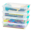 IRIS USA 6 Qt Clear Storage Bins with Lids (4-Pack) – Stackable Plastic Containers for Paper, Crafts & Office Organization