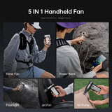 JISULIFE Ultra2 Handheld Turbo Fan – 9000mAh 5-in-1 Personal Fan with 100 Speeds, Power Bank & Flashlight (Grey)