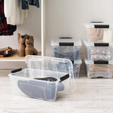 IRIS USA 13 Qt Clear Plastic Storage Box with Latches & Pull Handle – Stackable BPA-Free Organizer (6-Pack)