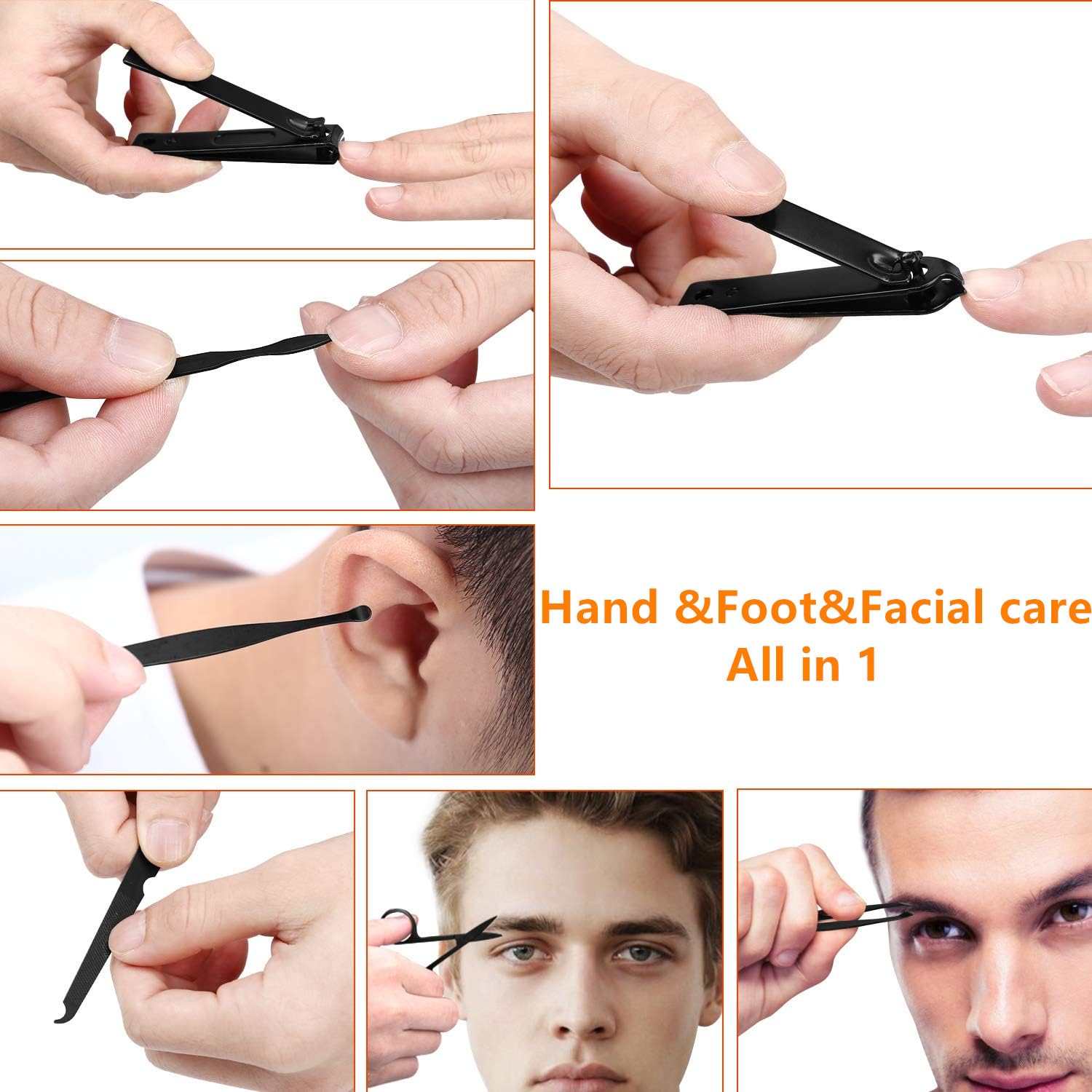 7-Piece Professional Manicure & Grooming Kit – Stainless Steel Nail Clipper Set with Travel Case (Black & Red)