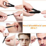 7-Piece Professional Manicure & Grooming Kit – Stainless Steel Nail Clipper Set with Travel Case (Black & Red)