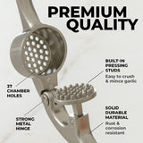 Premium Garlic Press & Ginger Mincer – Heavy-Duty Stainless Steel Crusher with Ergonomic Handle