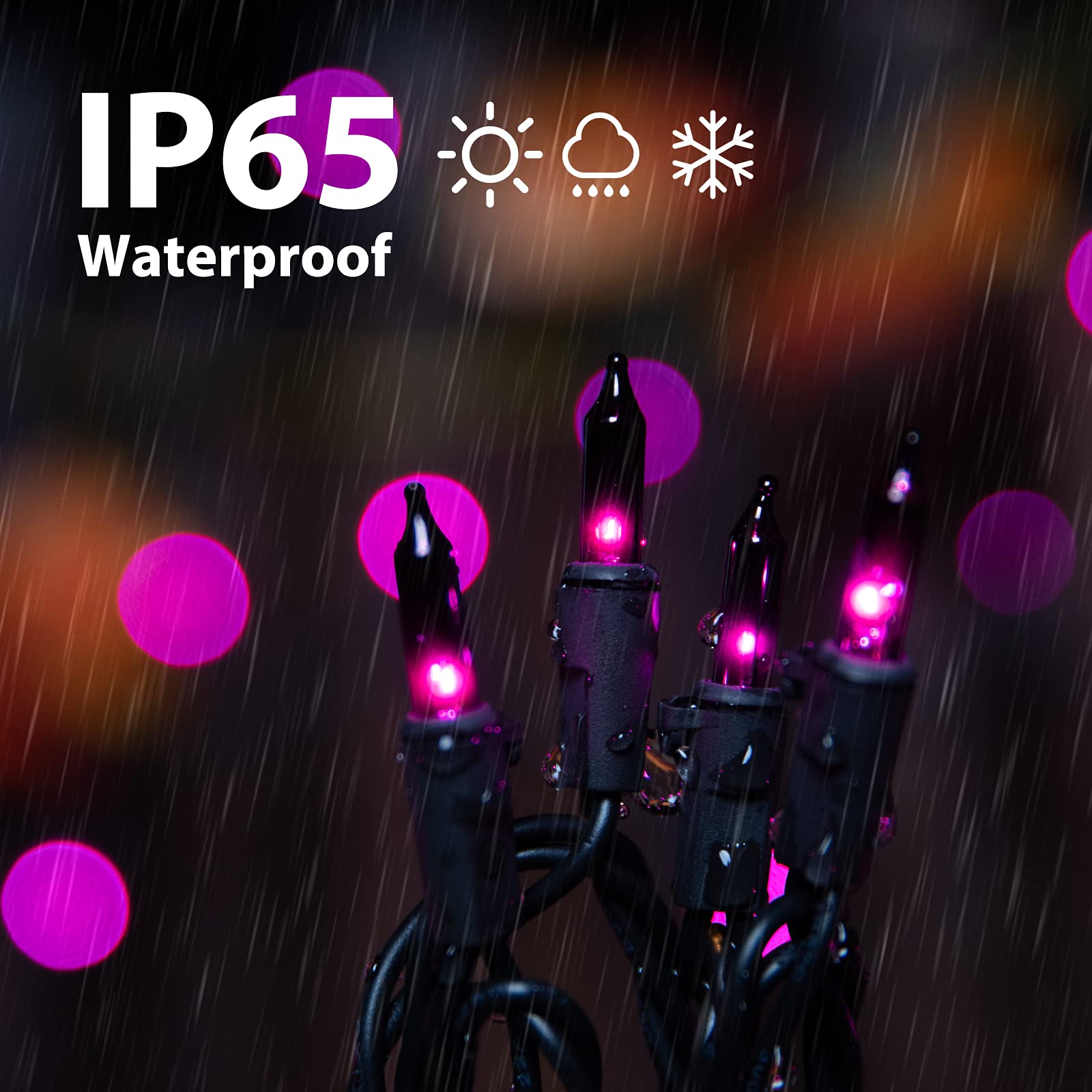 25FT Purple Halloween String Lights – 100 Mini Incandescent Bulbs, Connectable up to 125FT, Indoor/Outdoor UL Certified (Purple)