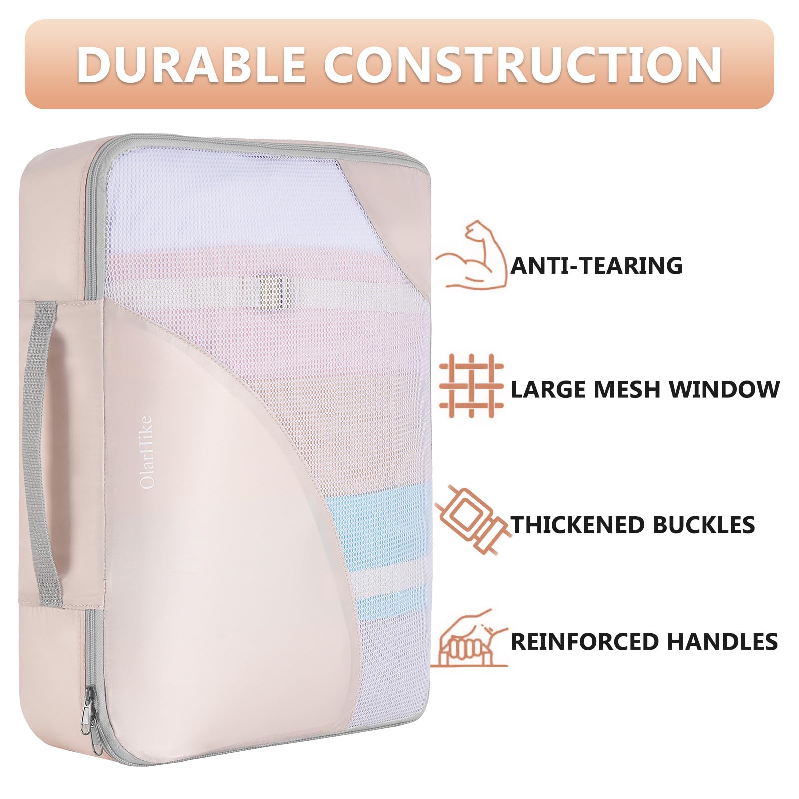 Travel Packing Cubes Set with Hanging Toiletry Bag – Durable Luggage Organizers with Mesh Panels