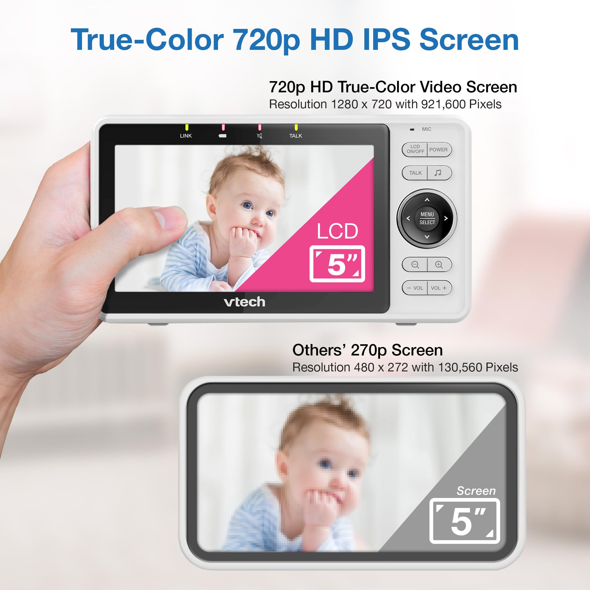 VTech VM901HD Smart WiFi Baby Monitor with 5" HD Parent Unit, 1080p Camera, Night Vision & Remote Pan Tilt Zoom