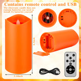 Pumpkin Projector Candle Light – LED Flameless Candle with Rotating Pumpkin Stars, Remote Control & Real Wax Design for Fall & Halloween Décor (Orange)