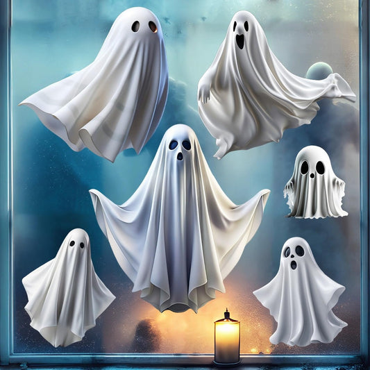 Halloween Ghost Window Clings – Double-Sided Vinyl Stickers for Glass Doors, Mirrors & Windows