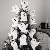 12PCS White Ghost Halloween Tree Picks – Cute Corrugated Plastic Ornaments for Indoor & Outdoor Decor