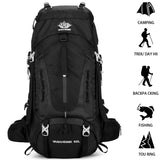 ESUP 50L Lightweight Camping & Hiking Backpack with Rain Cover – Multi-Day Outdoor Travel Backpack – Deep Black