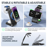 MagSafe 3-in-1 Foldable Wireless Charging Station with 20W Fast Adapter – Magnetic Travel Charging Dock Black