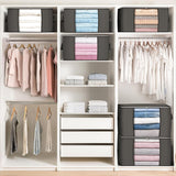 90L Large Fabric Storage Bags (6-Pack) – Foldable Closet Organizers with Reinforced Handles & Clear Window, Grey