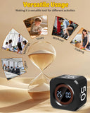 COWVTUJ Black Flip Cube Pomodoro Timer with Visual Time Bars, Silent Focus Mode & USB-C Rechargeable Power