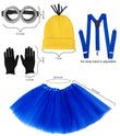 Women’s Blue & Yellow Steampunk Costume Set – 5-Piece Halloween Tutu, Goggles, Beanie, Gloves & Suspenders 💙💛🎭