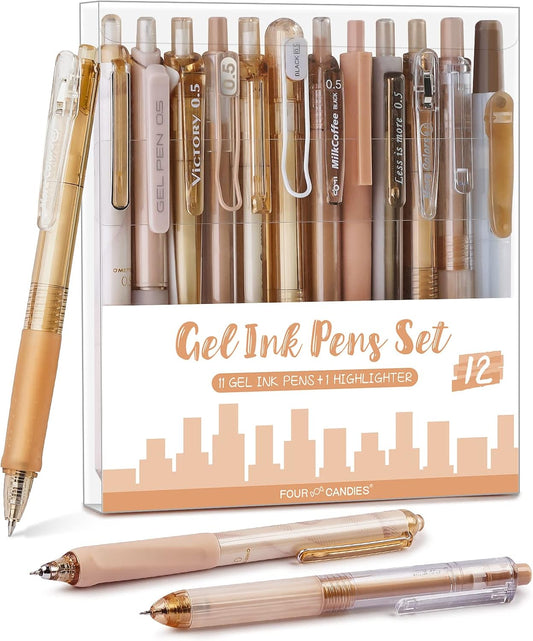 12-Piece Neutral Gel Pen Set with 0.5 mm Fine Tips
